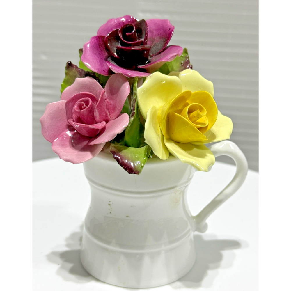 Vintage Heathcote Hall Fine Bone China Flower Pot Roses Made in England